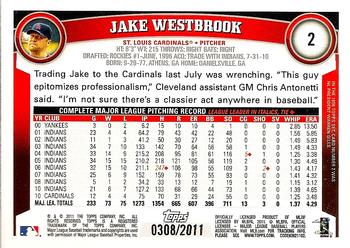 2011 Topps - Gold #2 Jake Westbrook Back