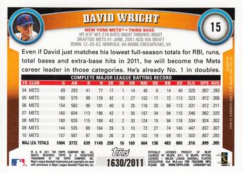 2011 Topps - Gold #15 David Wright Back