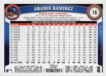 2011 Topps - Gold #16 Aramis Ramirez Back