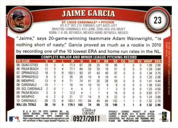 2011 Topps - Gold #23 Jaime Garcia Back