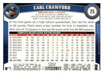 2011 Topps - Gold #25 Carl Crawford Back