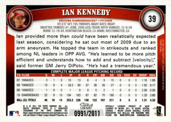 2011 Topps - Gold #39 Ian Kennedy Back