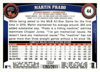 2011 Topps - Gold #44 Martin Prado Back
