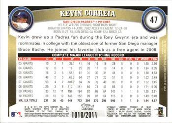 2011 Topps - Gold #47 Kevin Correia Back