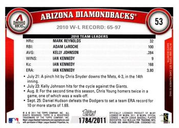 2011 Topps - Gold #53 Arizona Diamondbacks Back