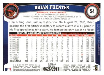 2011 Topps - Gold #54 Brian Fuentes Back