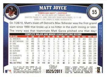 2011 Topps - Gold #55 Matt Joyce Back