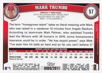 2011 Topps - Gold #57 Mark Trumbo Back