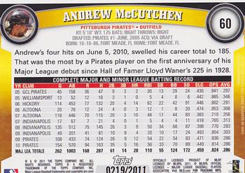 2011 Topps - Gold #60 Andrew McCutchen Back