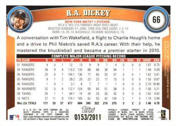 2011 Topps - Gold #66 R.A. Dickey Back