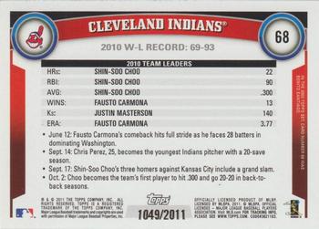 2011 Topps - Gold #68 Cleveland Indians Back