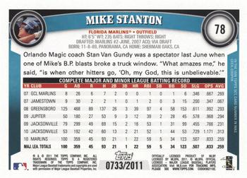 2011 Topps - Gold #78 Mike Stanton Back