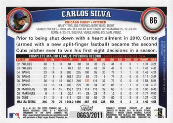 2011 Topps - Gold #86 Carlos Silva Back