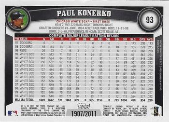 2011 Topps - Gold #93 Paul Konerko Back