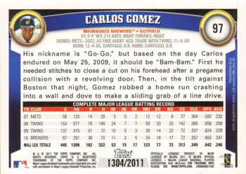 2011 Topps - Gold #97 Carlos Gomez Back