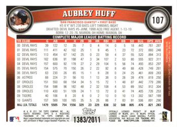 2011 Topps - Gold #107 Aubrey Huff Back