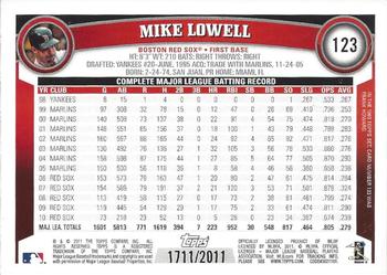 2011 Topps - Gold #123 Mike Lowell Back