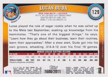 2011 Topps - Gold #129 Lucas Duda Back