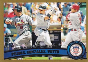 2011 Topps - Gold #138 2010 NL Runs Batted In Leaders (Albert Pujols / Carlos Gonzalez / Joey Votto) Front