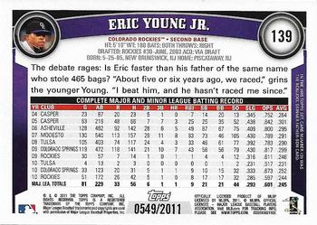 2011 Topps - Gold #139 Eric Young Jr. Back