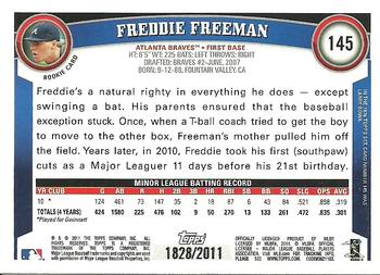 2011 Topps - Gold #145 Freddie Freeman Back