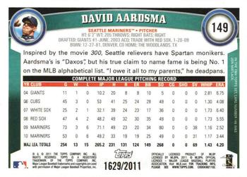 2011 Topps - Gold #149 David Aardsma Back