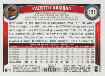 2011 Topps - Gold #151 Fausto Carmona Back