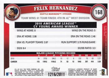 2011 Topps - Gold #168 Felix Hernandez Back