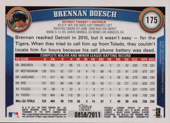 2011 Topps - Gold #175 Brennan Boesch Back