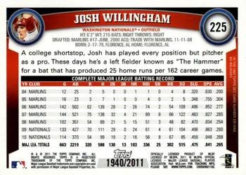 2011 Topps - Gold #225 Josh Willingham Back