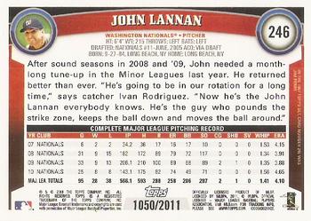 2011 Topps - Gold #246 John Lannan Back