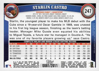 2011 Topps - Gold #247 Starlin Castro Back