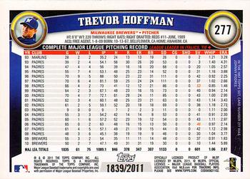 2011 Topps - Gold #277 Trevor Hoffman Back