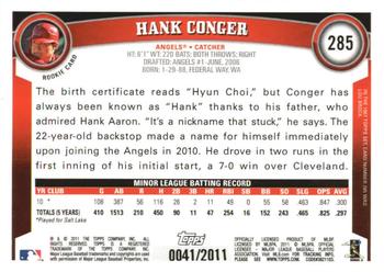 2011 Topps - Gold #285 Hank Conger Back