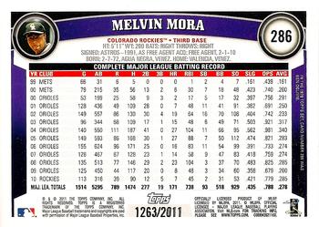 2011 Topps - Gold #286 Melvin Mora Back