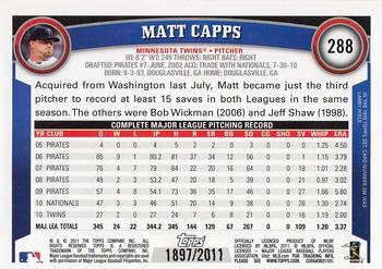 2011 Topps - Gold #288 Matt Capps Back