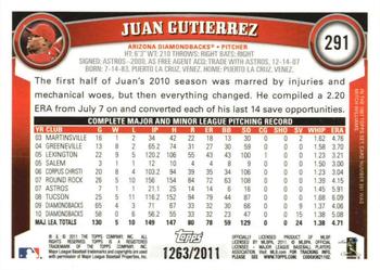 2011 Topps - Gold #291 Juan Gutierrez Back