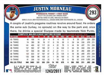 2011 Topps - Gold #293 Justin Morneau Back
