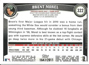 2011 Topps - Gold #322 Brent Morel Back