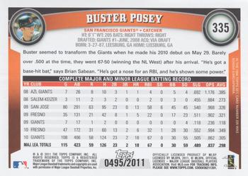 2011 Topps - Gold #335 Buster Posey Back