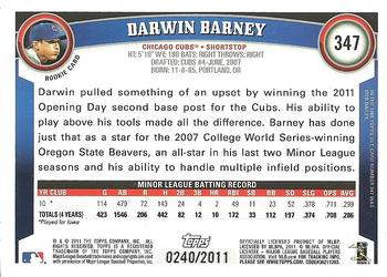 2011 Topps - Gold #347 Darwin Barney Back