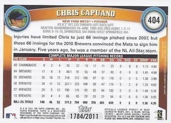 2011 Topps - Gold #404 Chris Capuano Back