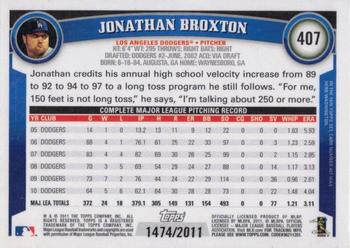2011 Topps - Gold #407 Jonathan Broxton Back