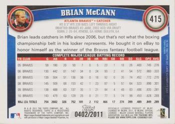 2011 Topps - Gold #415 Brian McCann Back