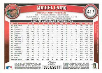 2011 Topps - Gold #417 Miguel Cairo Back