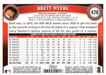2011 Topps - Gold #428 Brett Myers Back