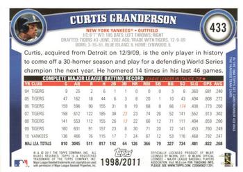 2011 Topps - Gold #433 Curtis Granderson Back