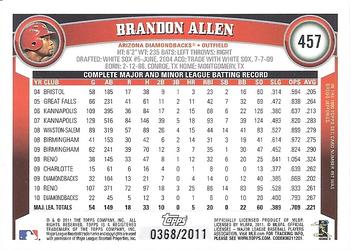 2011 Topps - Gold #457 Brandon Allen Back