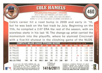 2011 Topps - Gold #460 Cole Hamels Back