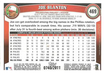 2011 Topps - Gold #469 Joe Blanton Back